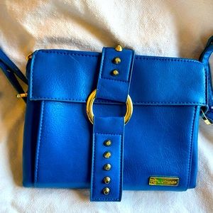 Pouchee crossbody blue leather hand bag